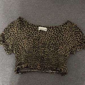 Urban Outfitters Animal Print Smocked Crop Top